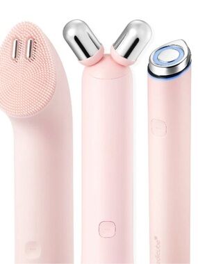 Medicube Age-r Booster Pro Mini PLUS + V Roller Head + Cleansing Brush Head PINK